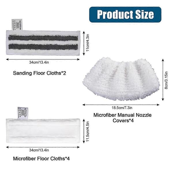 Ångtvättstillbehör ersättningsdukar för Karcher Easyfix SC1 SC2 SC3 SC4 SC5, Mikrofiberöverdrag set (Peng) White