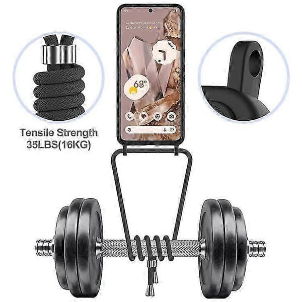 Kompatibelt etui til Google Pixel 8 Pro, flydende silikone, kortholder, bagcover med snor (Peng) Black