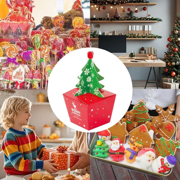 Genanvendelige poser 3D juletræsdesign (10 stk.) (Pe)