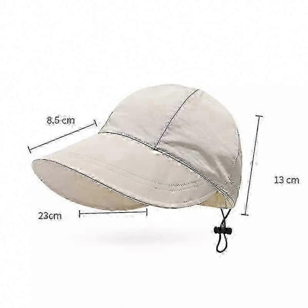 Sammenfoldelig solhat med bred skygge til kvinder til UV-beskyttelse på stranden - Justerbar sommervisor (Peng) Beige