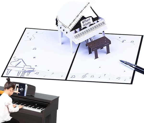 Pianoformade omonterade vagnar gratulationskuvert 3D Pop-Up favoriter (Pe)