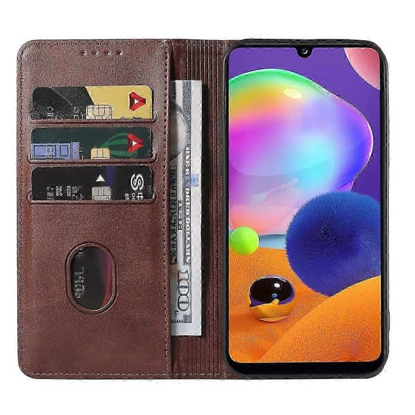 För Samsung Galaxy A31 magnetiskt läderfodral (PE)
