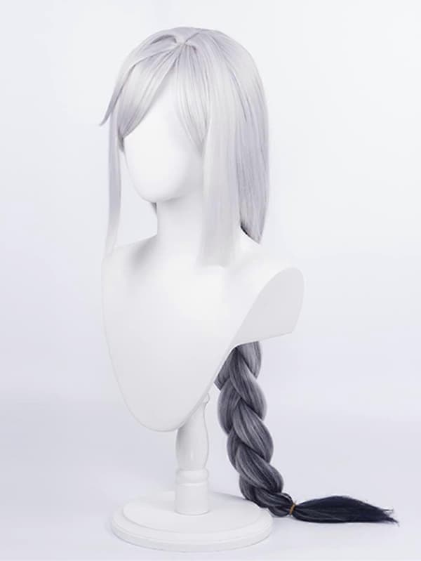 KATEA Grå hästsvans värmebeständig peruk för cosplay anime Shenhe peruker Halloween-kostymperuker grå - (Peng)