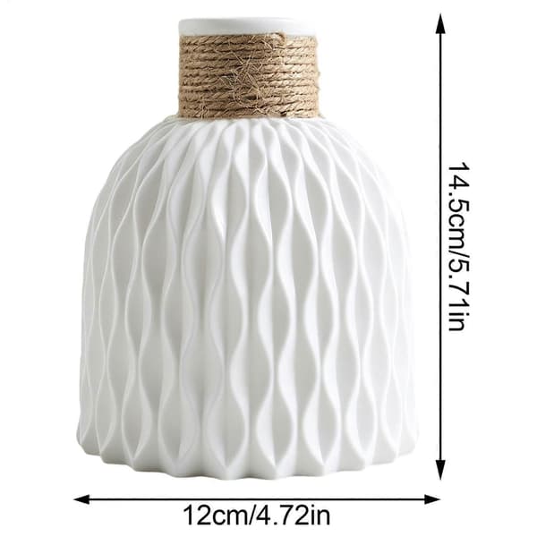 Texturerad blomvas i plast för dekoration, liten (Peng) White