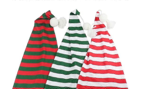 Randig nattmössa för män, justerbar sovmössa med pompom-boll för festtillbehör (Peng) Red Green