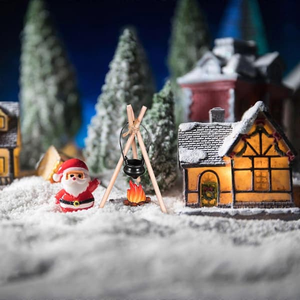 Miniature lejrbålsmodel til dukkehus med kogegryde 1 sæt til dekoration (Peng)