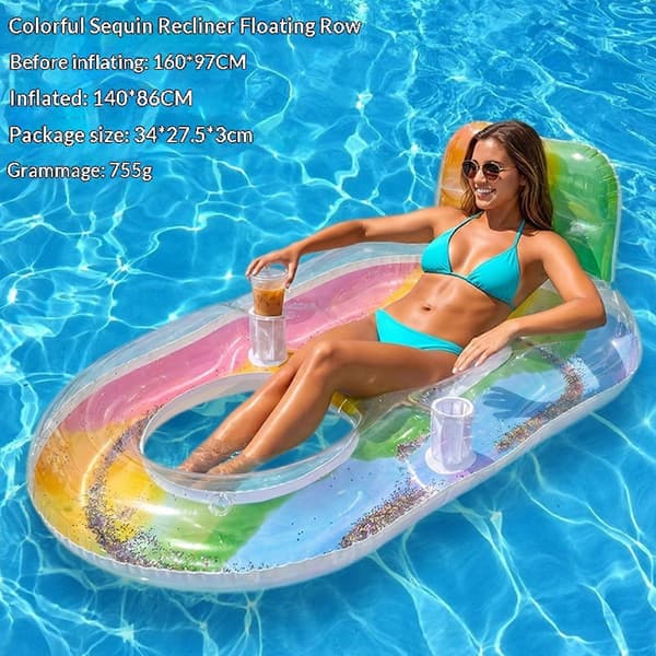 Oppustelig pool-loungestol til voksne, flydende stol-flåde til swimmingpool (Peng)