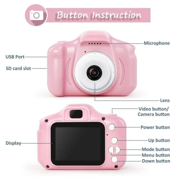 Digitalkamera - Stillcool® - Model PR - 13 MP - Fuld HD - 32GB SD - Pink (Pe)