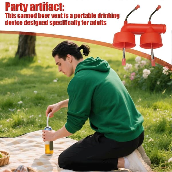 Beer Snorkel Dobbelt Dåse-drikkeenhed til Udendørs Fester, Camping, Tailgates og Studiefester (Peng)
