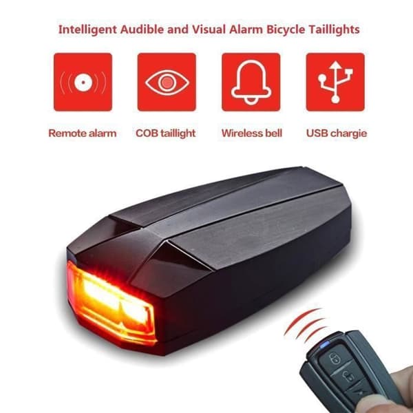 LIXADA Intelligent Tyverisikring Multifunktionel Baglygte - For Synlighed - USB Genopladelig - Unisex (Pe)