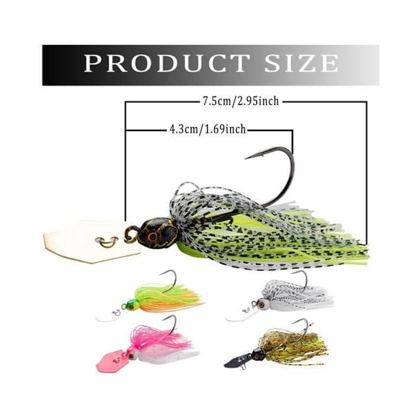 5-delars gäddragset, Spinnerbaits, Fishing Chatter Jig Heads, för öring, abborre, gädda (Pe)