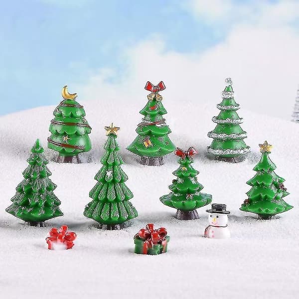 Miniatyr-julgransset för DIY-älvträdgård och dockhusdekoration, jul (Peng)