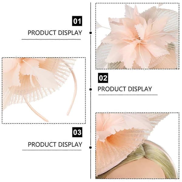 Meshslöja Fascinator-hatt för kvinnor bröllopshatt rosa (Peng)
