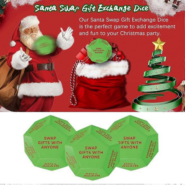 26-27 Gavebytte-terning Santa Swap Gavebytte-spilterning 12 forskellige sider terning til julefrokost (Peng) 2pcs