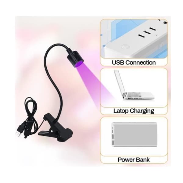 UV neglelampe - amerikansk stil - 3W - USB genopladelig - LED - kompakt og praktisk design (Pe)