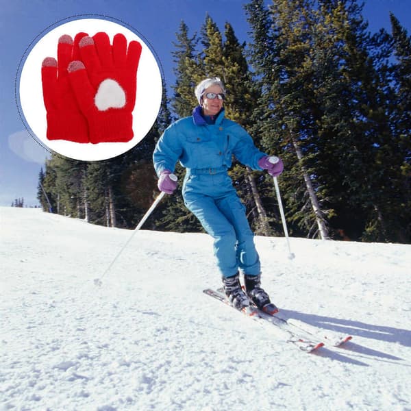 Vinterhandskar med hjärtmönster, stickade och fodrade pekskärmshandskar 1 par (Peng)