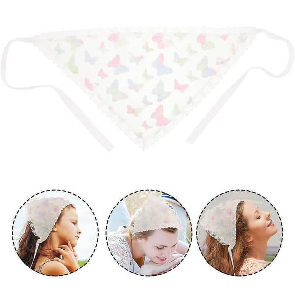 Vit hårbandana i spets för kvinnor, dekorativ huvudduk, modeaccessoar (Peng)
