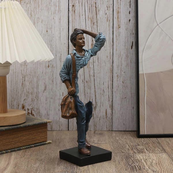 Konstfigur prydnad resenär skulptur skrivbord abstrakt figur staty prydnader heminredning (Peng) A