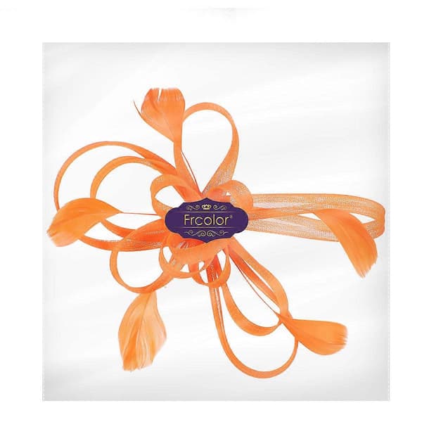 Bröllops-fascinator hårklämma orange (Peng)