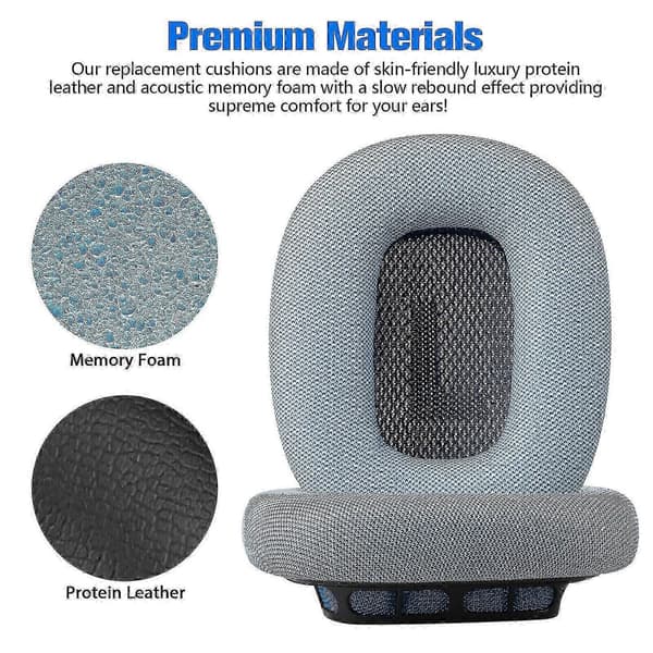 Luftkudde-öronkuddar kompatibla med AirPods Max-hörlurar, mjukt läderutbyte (Peng) Blue