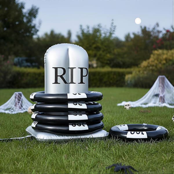 4-pak Halloween ringkast-spil med oppustelige RIP-gravsten (Peng)