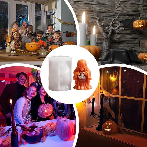 Halloween-spökskalleform i silikon för gipsdekorationer (Pe)