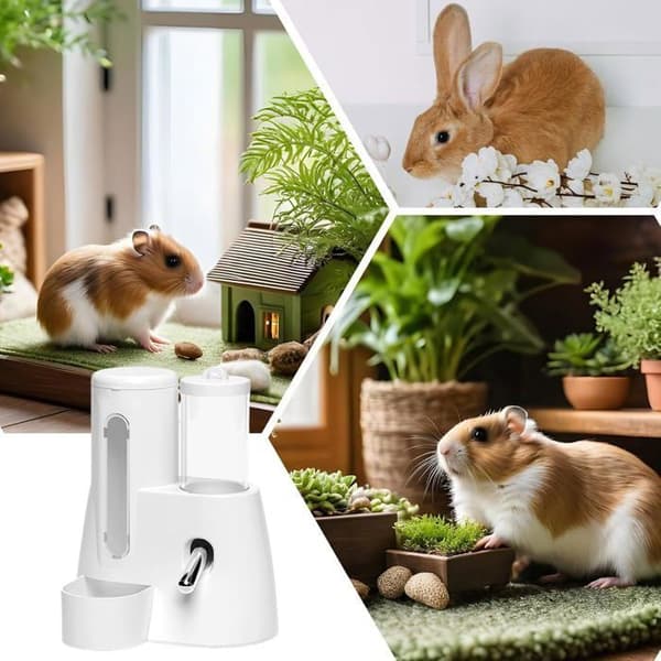 Hamstervattendispenser, automatisk matningsflaska, droppfri vattenflaska med robusta och husdjurssäkra material för MATDISPENSER (Pe)