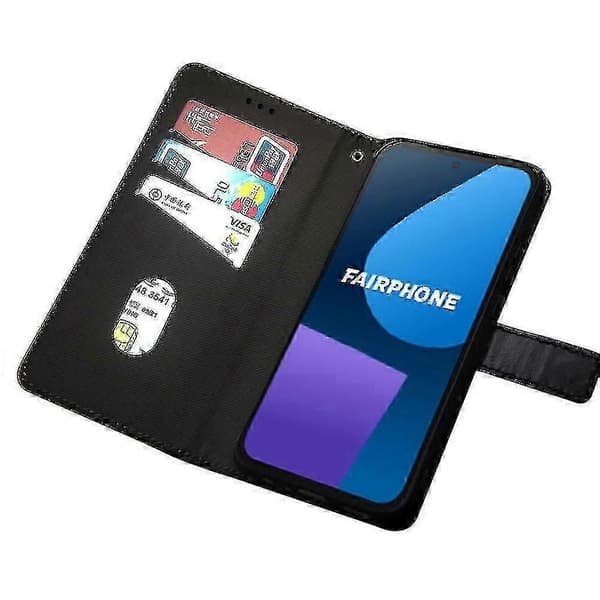 kompatibelt Fairphone 5-fodral med hållare Pu-telefonfodral