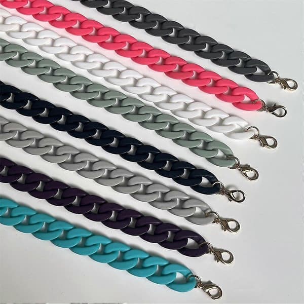 Mobilhandledsrem i matt akrylkedja 60 cm (Peng) Multicolor Matte Dark Pink
