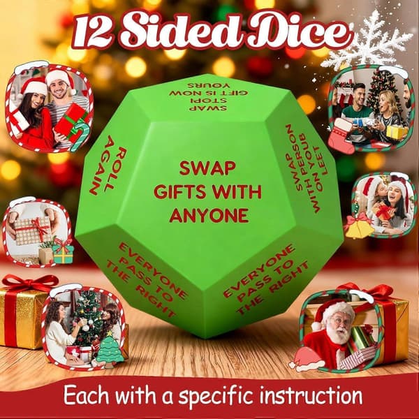Santa Swap Gavebytte-terning, 3 * 3 tommer julegave-fyld til strømpen (Peng)