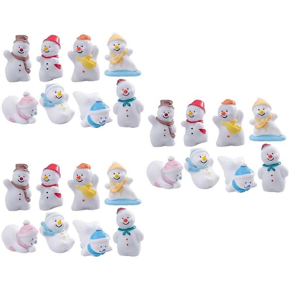 Snögubbe-figur i harts för juldekoration, 24 st (Peng)