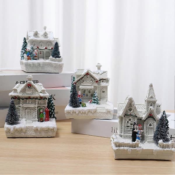 Julby-scen Vinter Snöby LED-ljusdekoration Julbordsdekoration A (Peng) A