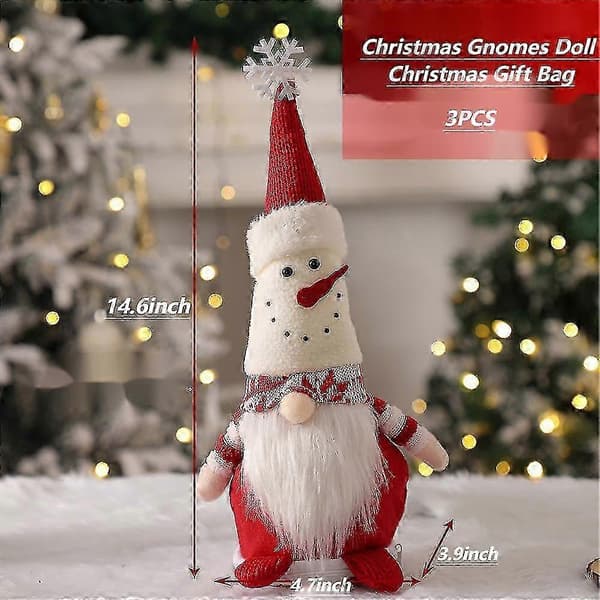 Julepynt Nisse Gaveposer 3 stk. Jule slikposer Genanvendelige 26-27s (Peng)