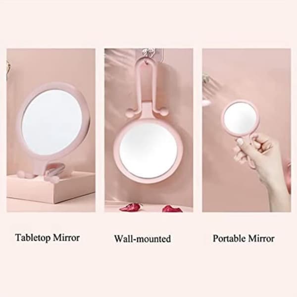 1 stk. 10x håndholdt forstørrelsesglas, dobbeltsidet foldbart makeup-spejl, bærbart spejl med justerbar linse (lyserød) (Peng)