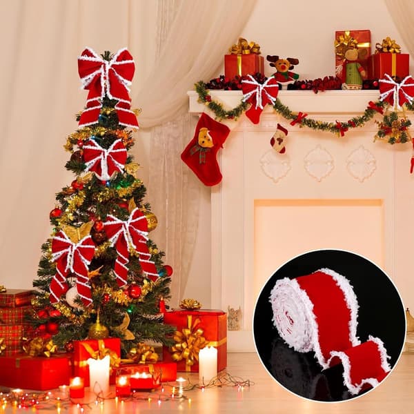 Rött och grönt julband (3m x 15mm, 5-pack) (Pe)