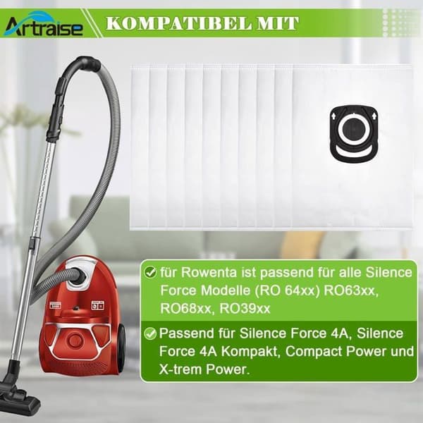 10-pack dammsugarpåsar - För Rowenta Hygiene + ZR200520, för Rowenta Compact Power, X-Trem Power och Silence Force