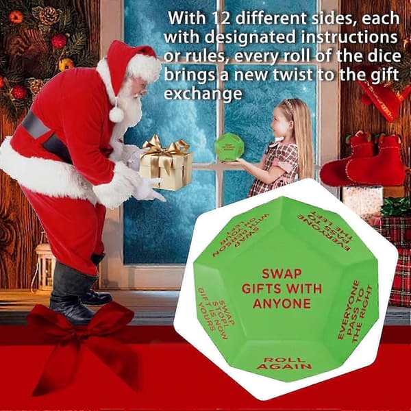 26-27 Gavebytte-terning Santa Swap Gavebytte-spilterning 12 forskellige sider terning til julefrokost (Peng) 2pcs