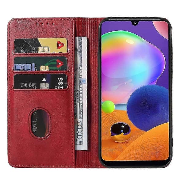 För Samsung Galaxy A31 magnetiskt läderfodral (PE)