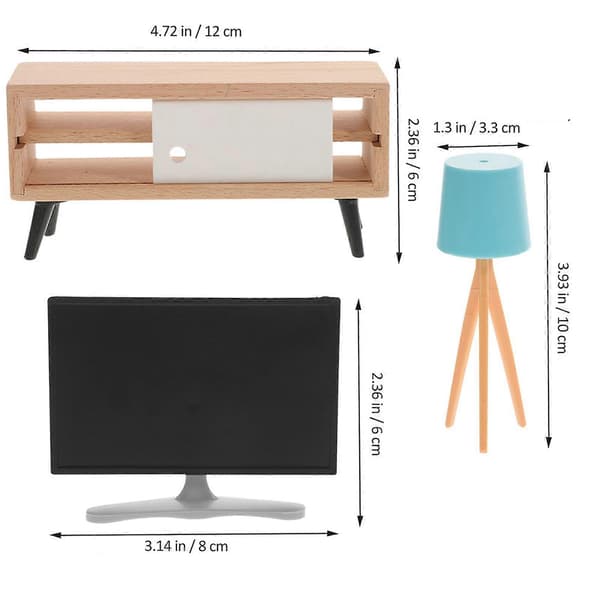 Mini TV-model dukkehusmøbelsæt til dekoration 1 sæt DIY-tilbehør (Peng)