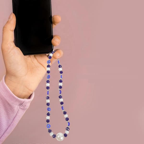 Mobilrem Evil Eye handledsrem för att bära 2 st blå mobiltillbehör (Peng)