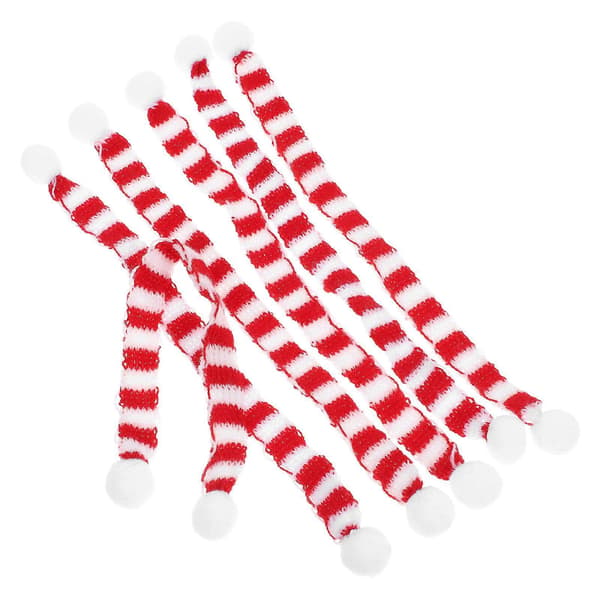 Jule-minitørklæde til DIY-pynt, 6 stk. strikket stof-sæt (Peng) Red 23X1X1CM