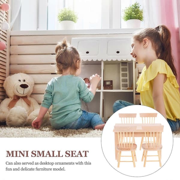 Wangwawu möbelminiatyr stolsfigurer för skrivbordsdekoration 1 set rött trä (Peng)