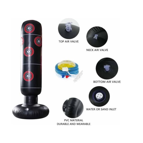 Oppustelig boksepude - 160 cm - Holdbar PVC - Med pumpe - Til voksne (Pe)