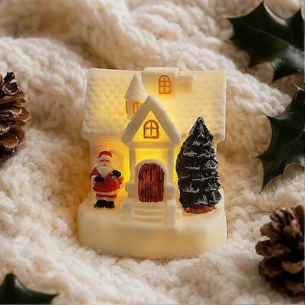 Julgransfigur LED-husstaty Julbordsdekoration Jultomte Julgran Vinter samlarfigur (Peng)
