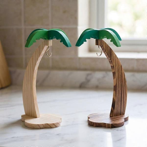 Bananhängare i trä med simulerat palmblad (Peng) Style B