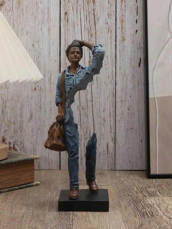 Konstfigur prydnad resenär skulptur skrivbord abstrakt figur staty prydnader heminredning (Peng) A