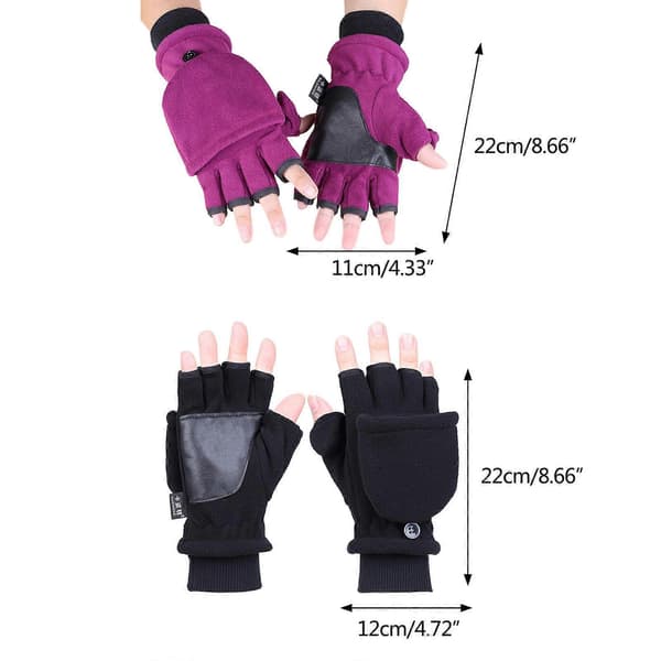 Vintervarme handsker fingerløse varme handsker håndvarmer halvfingerhandsker elastiske polarfleece arbejdshandsker til mænd med knap blå (Peng) Men s Button Blue