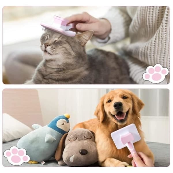 Selvrensende kæledyrsbørste til hunde og katte, fjerner effektivt underuld og hår (Pe)