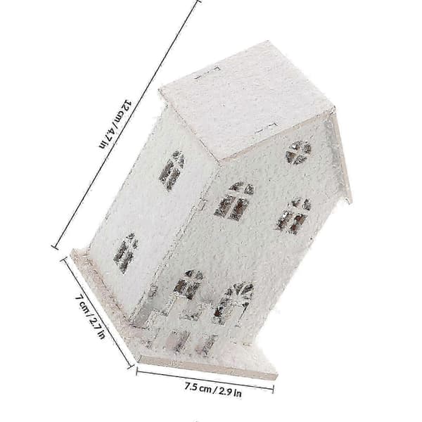 Træ Julehus Dekoration til festligt skrivebord med 2 stk. lysende ornamenter 26-27 (Peng)