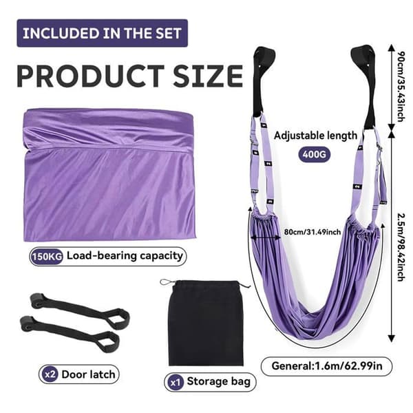 Luft Yoga Rem Polyester Bomuld, Stræk Hammock med Anker til Ballet Pilates Gymnastik Ingen (Pe)